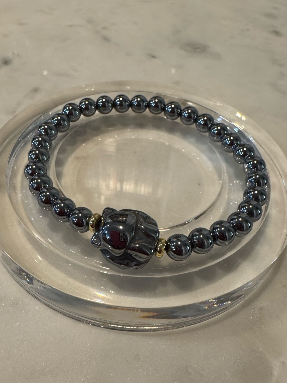 Terahertz Beaded Stretchy Bracelet with Fox Charm